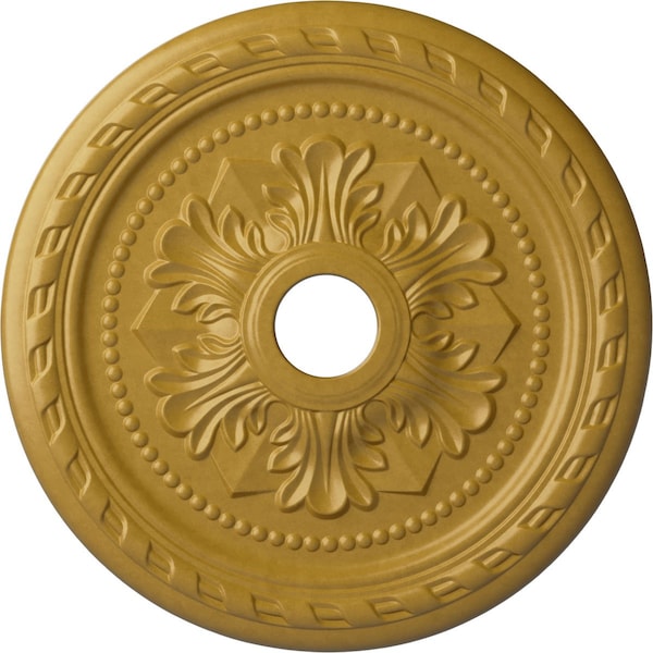 Ekena Millwork Palmetto Ceiling Medallion (Canopies up to 3 5/8"), 23 5/8"OD x 3 5/8"ID x 1 5/8"P, Iridescent Gold CM23PMIGS - main